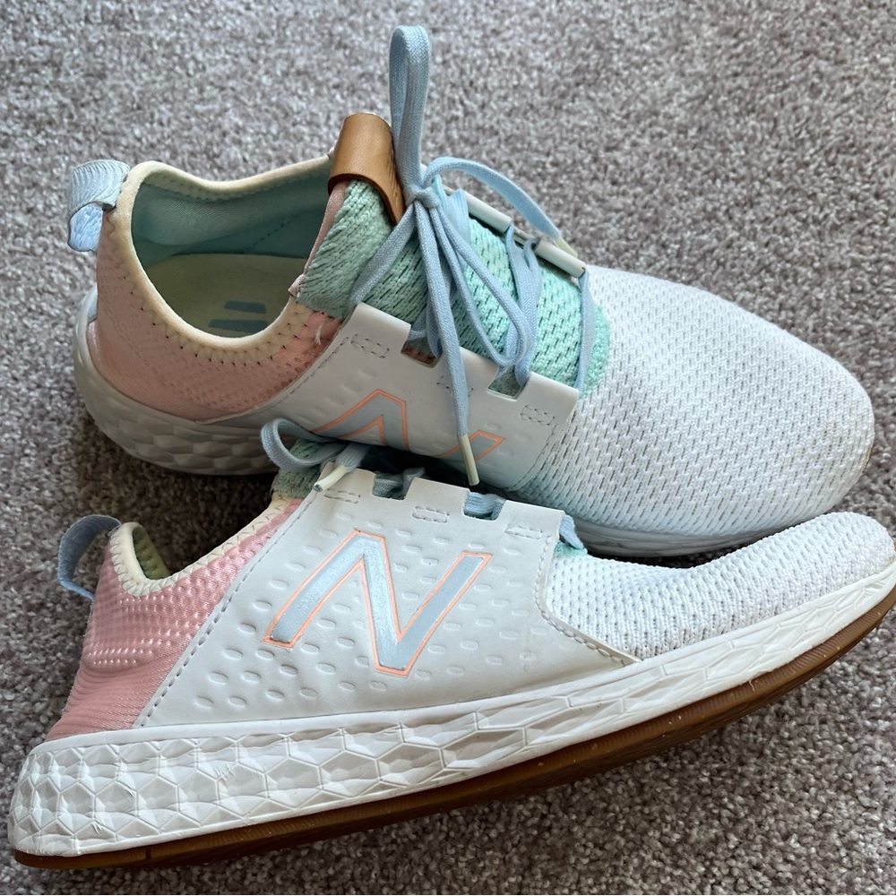 New Balance White and Pink Athletic Shoes